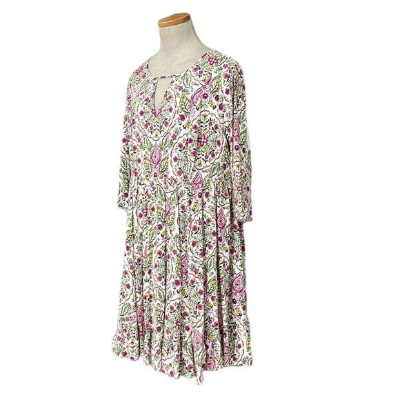 Torrid Dress Floral Keyhole Flowy White Pink Size 1X - Picture 2 of 15